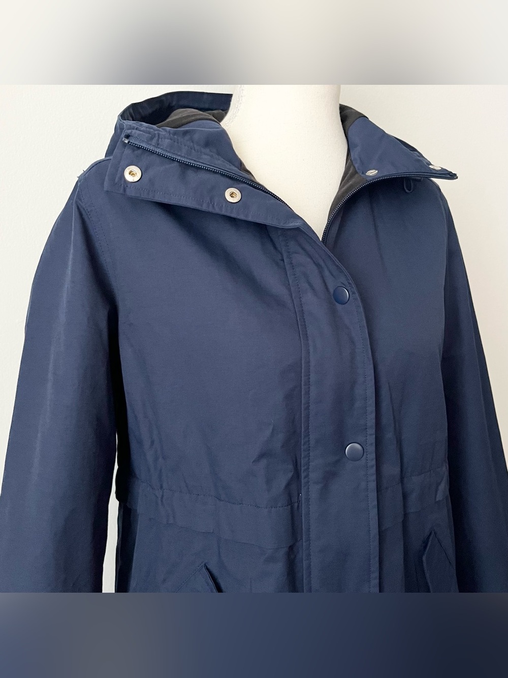NWT Style & Co Women's Anorak XS Navy Blue Hooded Lined Preppy Lightweight - Picture 4 of 9